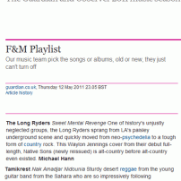 The Guardian, Friday May 13, 2011 F&M Playlist