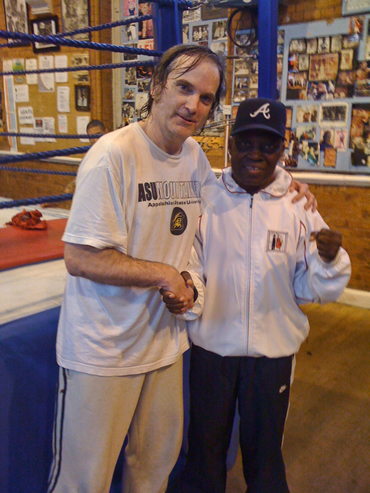 March 31, 2012 with Isola Akay, the greatest boxing coach in the UK & my friend for 17 years.