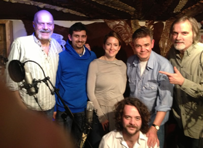 The Coal Porters in live session at House Of Mercy radio Nov 19, 2012 w/ DJ & wit Barry Everitt on left. Photographer's thumb clearly visible.