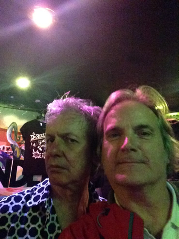 Fleshtones' lead singer Peter Zaremba poses for a selfie with a European fan, June 3, 2014.