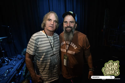 Our Hero with Steve Earle, January 31, 2020 on the SiriusXM Outlaw Country Cruise. This is amidships on the Norwegian Pearl somewhere off the coast of Cuba. Photo by Will Byington.